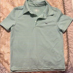 Vineyard Vines Kids Polo in Green and White Stripes
